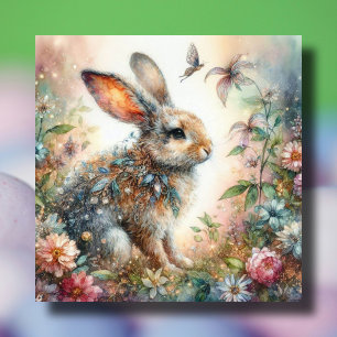 Cartes Pour Fêtes Annuelles Beau Pastel Flower Garden Rabbit Pâques