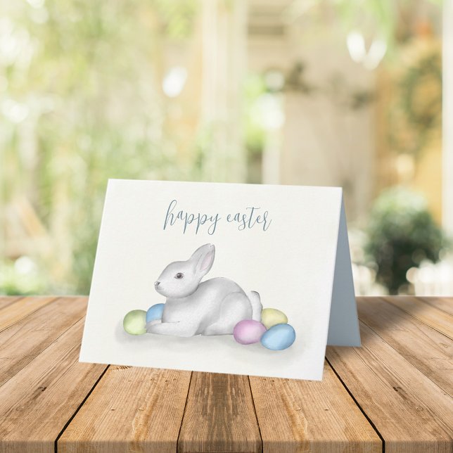 Cartes Pour Fêtes Annuelles Beau Pastel Joyeux Bunny de Pâques Simple Classiqu (Créateur téléchargé)