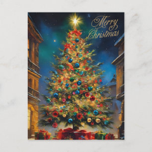 Cartes Pour Fêtes Annuelles Beau sapin de Noël vintage avec des présents