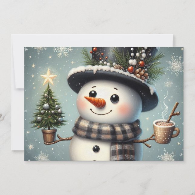 Cartes Pour Fêtes Annuelles Beau tourbillon Noël/bonhomme de neige d'hiver (Devant)