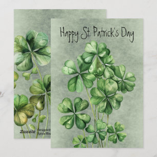 Cartes Pour Fêtes Annuelles Beau Trèfle Aquarelle Vert
