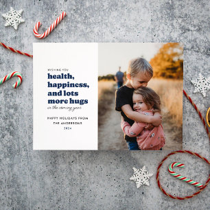 Cartes Pour Fêtes Annuelles Beaucoup Plus de Hugs Photo Holiday Card (Bleu)