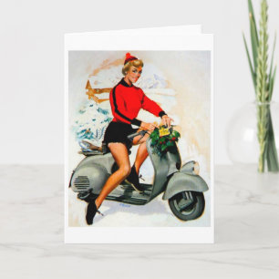 Cartes Pour Fêtes Annuelles Beauté des scooters du milieu du siècle