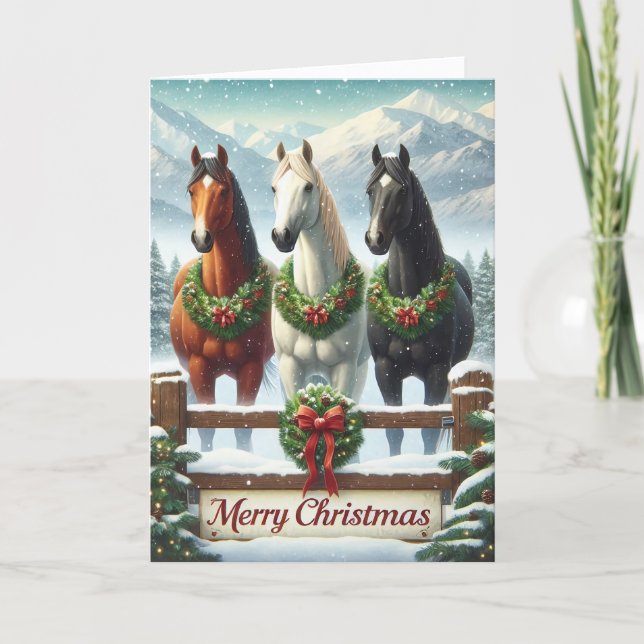 Cartes Pour Fêtes Annuelles Beautiful Horses Christmas (Devant)