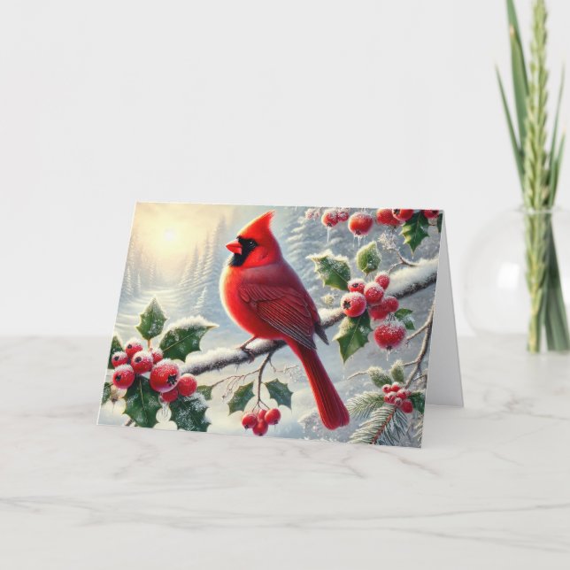 Cartes Pour Fêtes Annuelles Beautiful Red Christmas Cardinal (Devant)