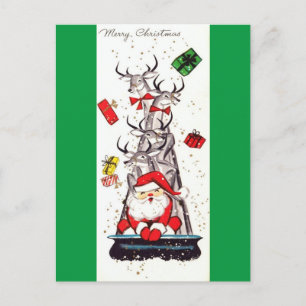Cartes Pour Fêtes Annuelles Beautiful Vintage Mid Century Santa & Reindeer