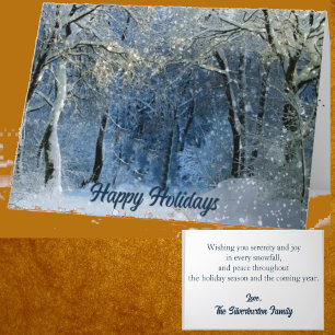 Cartes Pour Fêtes Annuelles Beaux Bois enneigés Joyeuses Fêtes Paysage d'hiver