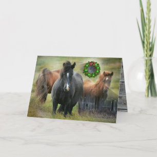 Cartes Pour Fêtes Annuelles Beaux chevaux et Noël rustique de la grange