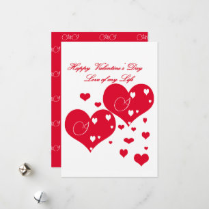 Cartes Pour Fêtes Annuelles Beaux Coeurs rouges et blancs Amour de ma vie