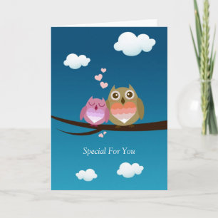 Cartes Pour Fêtes Annuelles Beaux couples mignons de hibou complètement de