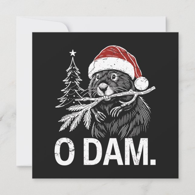 Cartes Pour Fêtes Annuelles Beaver de Noël O Barrage (Devant)