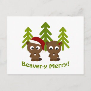 Cartes Pour Fêtes Annuelles Beaver-y Joyeux ! Beavers de Noël