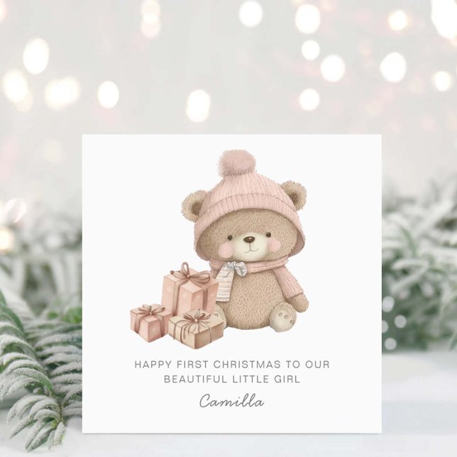 Cartes Pour Fêtes Annuelles Bébé 1er Noël mignon ours en peluche (Créateur téléchargé)