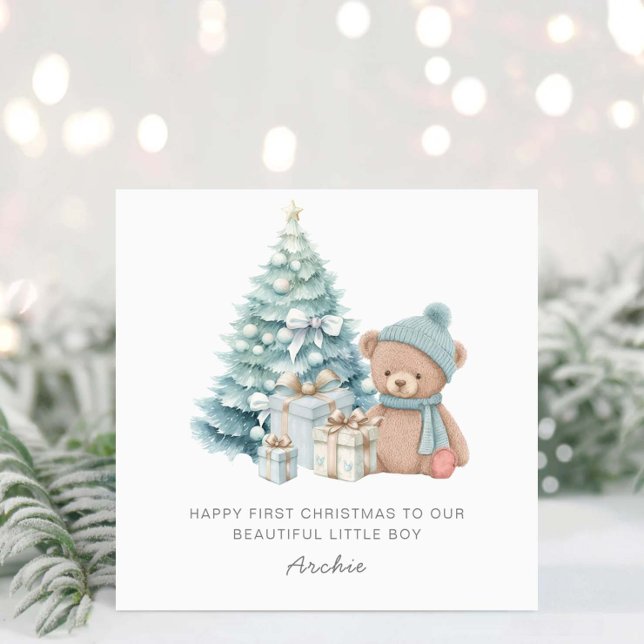 Cartes Pour Fêtes Annuelles Bébé 1er Noël mignon ours en peluche (Créateur téléchargé)