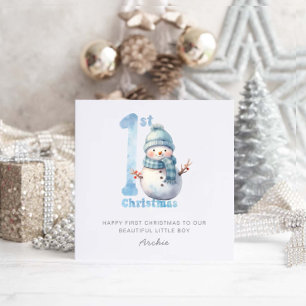 Cartes Pour Fêtes Annuelles Bébé 1er Noël mignon Snowman