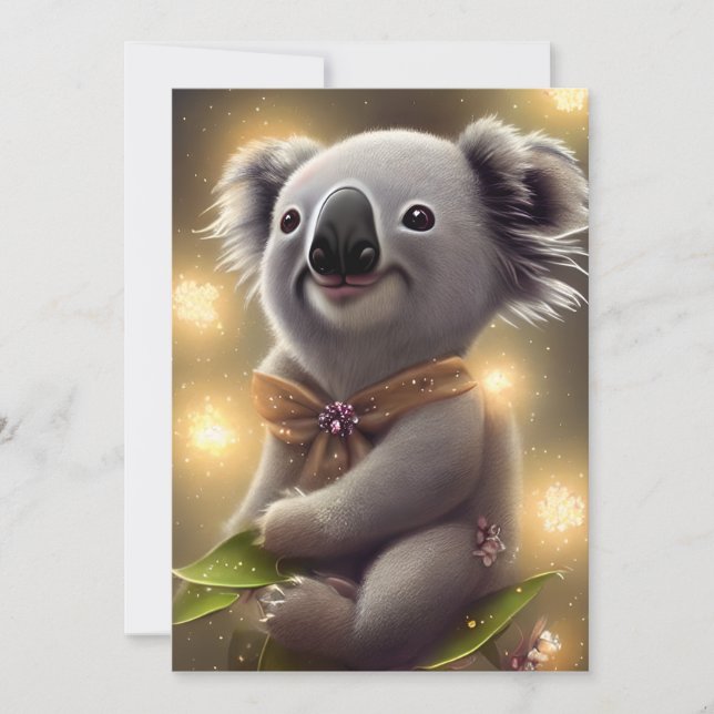 Cartes Pour Fêtes Annuelles Bébé adorable souriant Ours Koala (Devant)