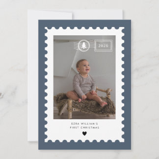 Cartes Pour Fêtes Annuelles Bébé au timbre postal Navy pour son 1er Noël
