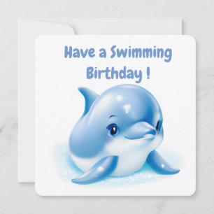 Cartes Pour Fêtes Annuelles Bébé bleu adorable Dauphin