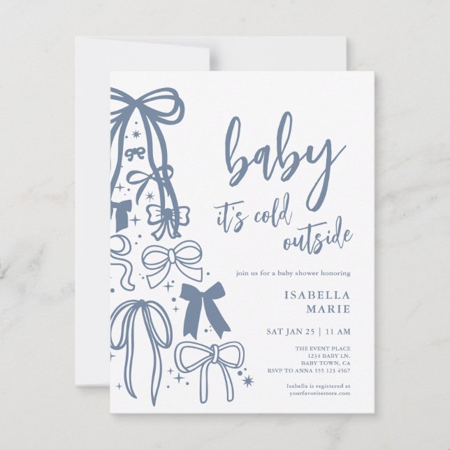 Cartes Pour Fêtes Annuelles Bébé Bleu Son Froid À L'Extérieur Baby shower Invi (Devant)