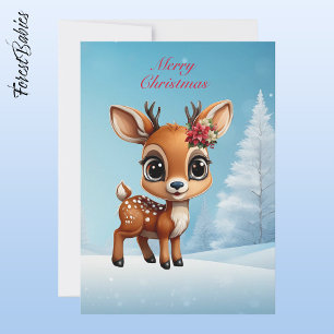 Cartes Pour Fêtes Annuelles Bébé cerf, pie, chevreau, 🦌 rennes floraux 🎄 nei