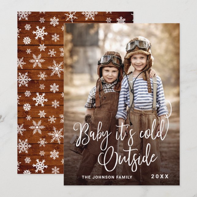 Cartes Pour Fêtes Annuelles Bébé de Noël C'est froid dehors (Devant / Derrière)