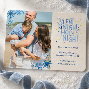 Cartes Pour Fêtes Annuelles Bébé drôle nuit silencieuse bleue une photo