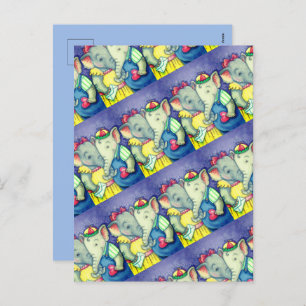 CARTES POUR FÊTES ANNUELLES BÉBÉ ÉLÉPHANTS PREMIER AMOUR, PACHYDERME MILIEUX