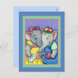CARTES POUR FÊTES ANNUELLES BÉBÉ ÉLÉPHANTS PREMIER AMOUR, PACHYDERME MILIEUX