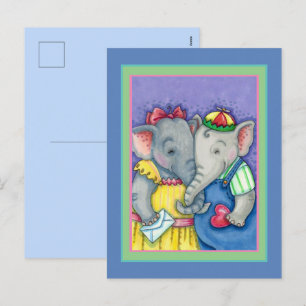 CARTES POUR FÊTES ANNUELLES BÉBÉ ÉLÉPHANTS PREMIER AMOUR, PACHYDERME MILIEUX