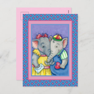 CARTES POUR FÊTES ANNUELLES BÉBÉ ÉLÉPHANTS PREMIER AMOUR, PACHYDERME MILIEUX