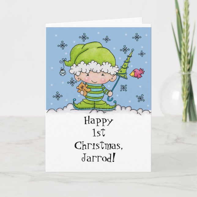 Cartes Pour Fêtes Annuelles Bébé Elf - personnalisé ! Noël de St (Devant)