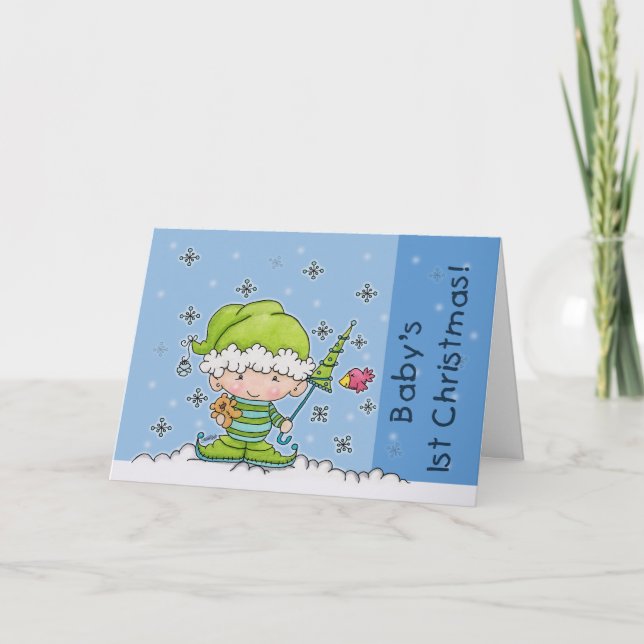 Cartes Pour Fêtes Annuelles Bébé Elf - personnalisé ! Noël de St (Devant)