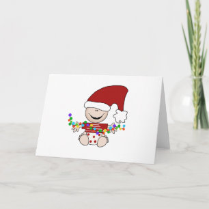 Cartes Pour Fêtes Annuelles Bébé Elfe Avec T-Shirts Lumineux et Cadeaux