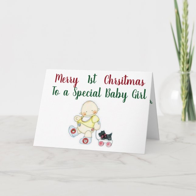 Cartes Pour Fêtes Annuelles *** BÉBÉ FILLE*** A SON ***1er NOËL*** (Devant)