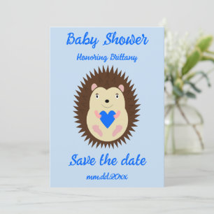 Cartes Pour Fêtes Annuelles Bébé Garçon Cœur Bleu Hérisson Baby Shower