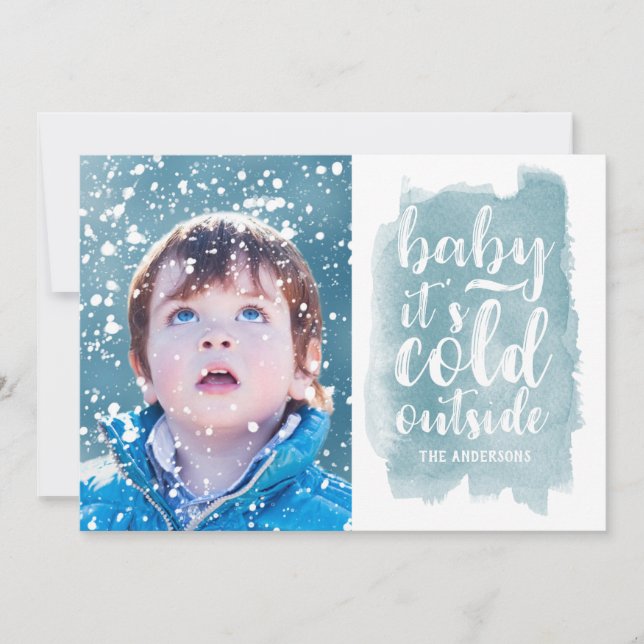 Cartes Pour Fêtes Annuelles Bébé il fait froid dehors Photo de vacances (Devant)