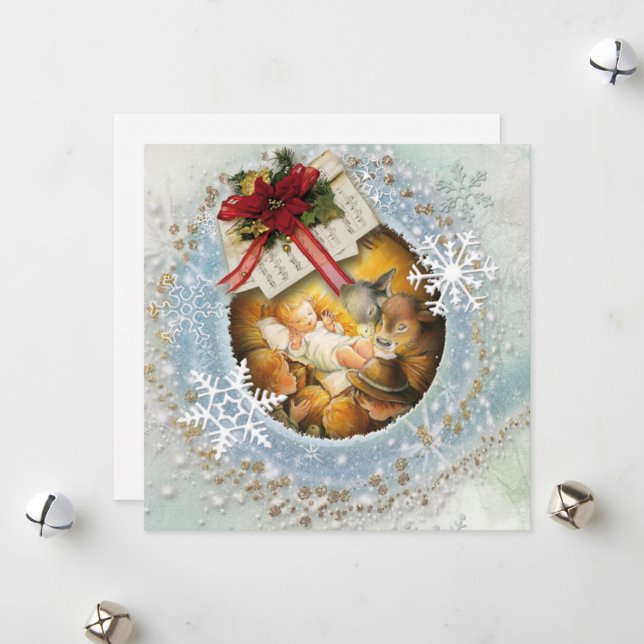 Cartes Pour Fêtes Annuelles Bébé Jésus (Devant/Arrière en situation)
