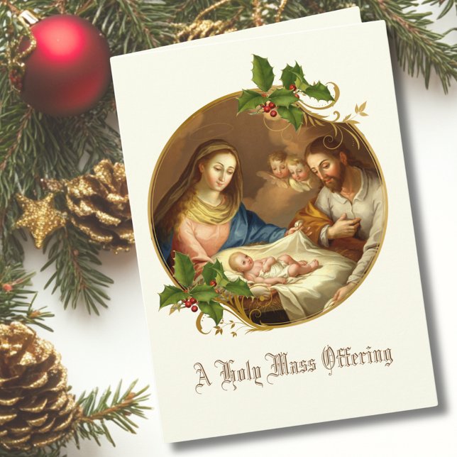 Cartes Pour Fêtes Annuelles Bébé Jésus Manger Messe de Noël Offrant Mémorial (Créateur téléchargé)