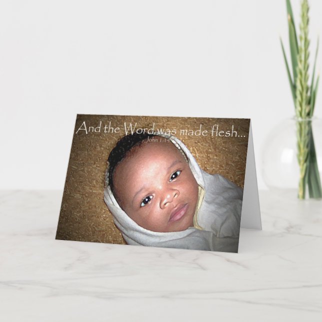 Cartes Pour Fêtes Annuelles Bébé Jésus sur le foin (Devant)