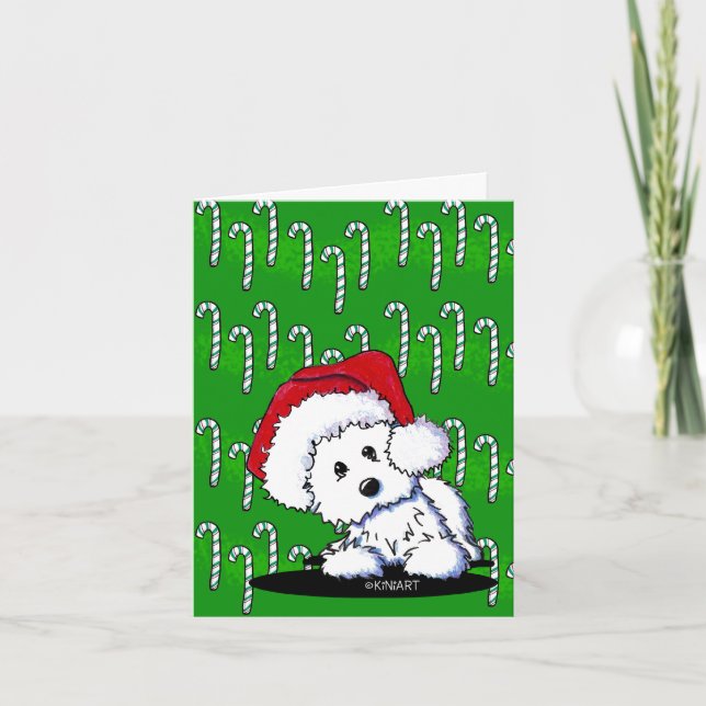 Cartes Pour Fêtes Annuelles Bébé KiniArt Westie de Père Noël (Devant)