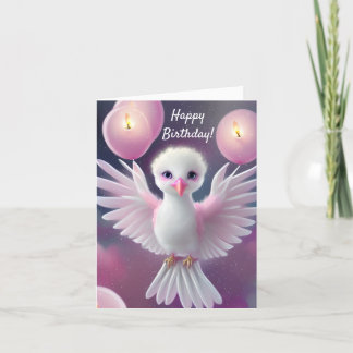 Cartes Pour Fêtes Annuelles Bébé mignon blanc et rose Anniversaire