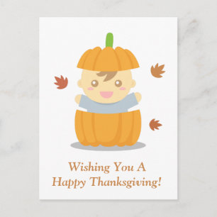 Cartes Pour Fêtes Annuelles Bébé mignon en Citrouille, premier Bon thanksgivin