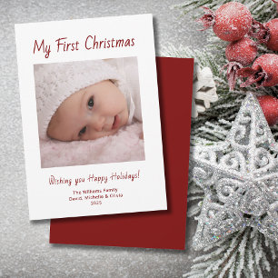 Cartes Pour Fêtes Annuelles Bébé mignon fille photo moderne Premier Noël
