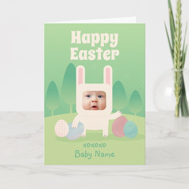 Cartes Pour Fêtes Annuelles Bébé mignon lapin Joyeux Pâques (Devant)