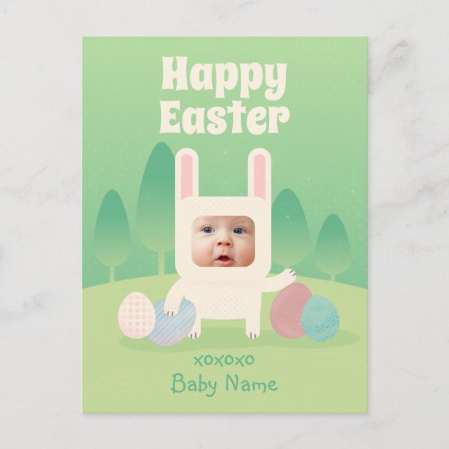 Cartes Pour Fêtes Annuelles Bébé mignon lapin premier Pâques (Devant)