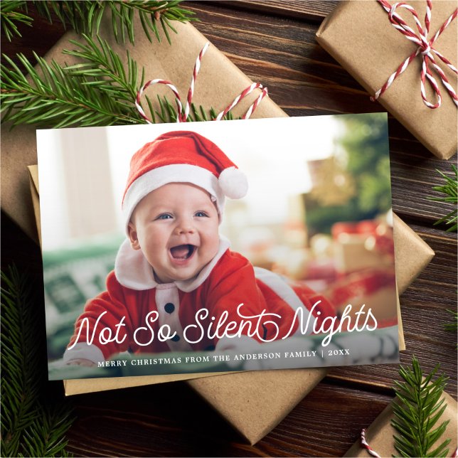 Cartes Pour Fêtes Annuelles Bébé mignon pas si silencieux Nuits Photo Noël (Créateur téléchargé)