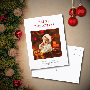 Cartes Pour Fêtes Annuelles Bébé mignon Photo First Christmas Famille Rouge