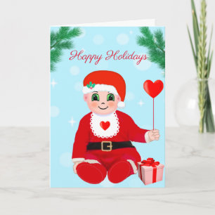 Cartes Pour Fêtes Annuelles Bébé Noël mignon, coeur et pin