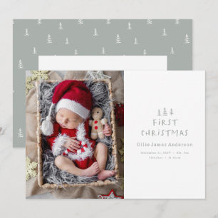 Cartes Pour Fêtes Annuelles bébé noël premier élégant gris photo arbre