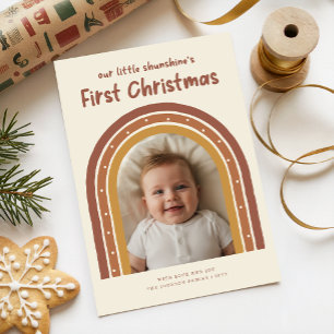 Cartes Pour Fêtes Annuelles Bébé nouveau-né joueur, première arche de Noël pou